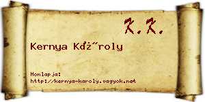 Kernya Károly névjegykártya